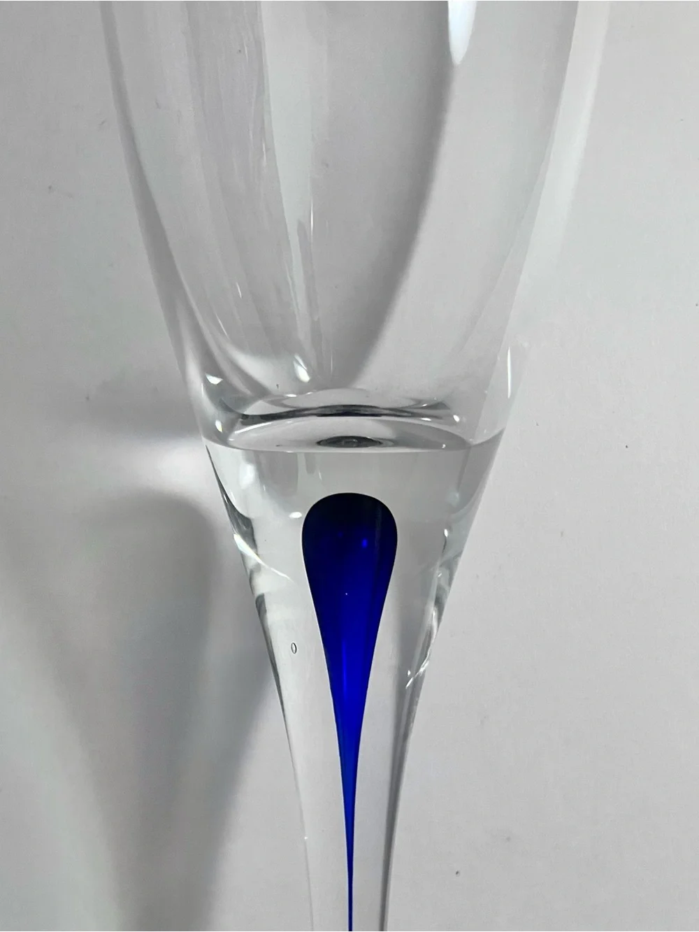 2 ORREFORS INTERMEZZO BLUE Champagne Glasses / ORIGINAL LABELS / Swedish Crystal